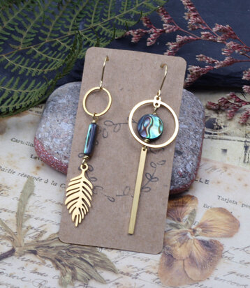 Golden Fern Abalone shell earrings