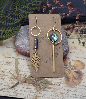 Golden Fern Abalone shell earrings