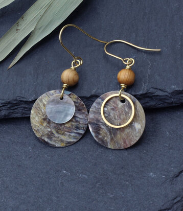 Golden mismatched Circles earrings