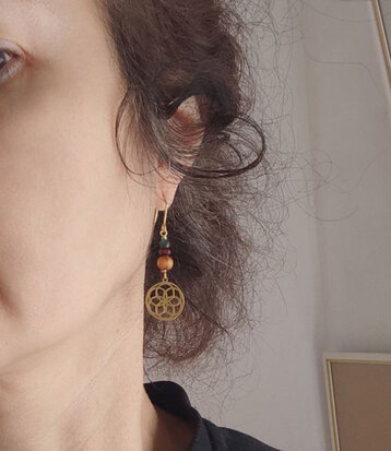 Golden mismatched Flower of life earrings