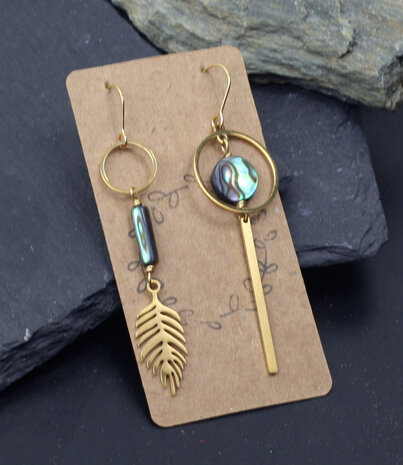 Golden Fern Abalone shell earrings