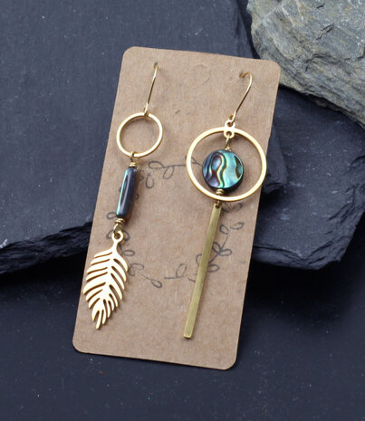 Golden Fern Abalone shell earrings