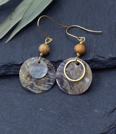 Golden mismatched Circles earrings